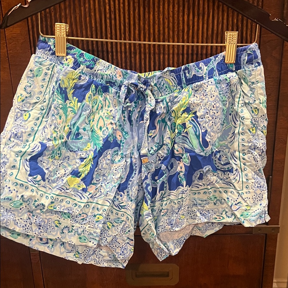 Lilly Pulitzer Blue and Green High Waist Shorts